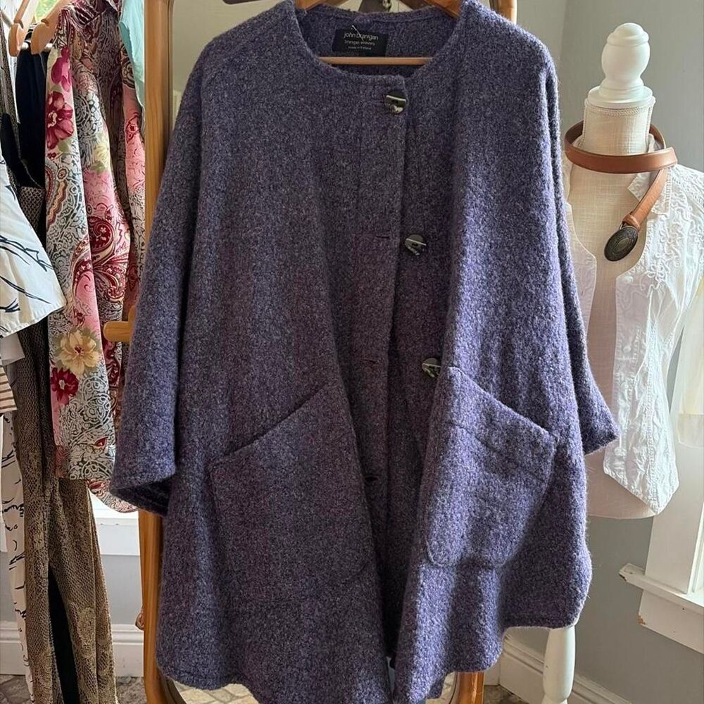 John Branigan Tina Swing Irish Wool Cape Purple Wool Natural purple Overcoat